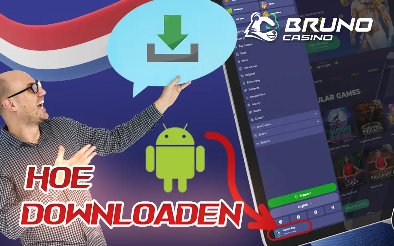 Belangrijkste mobiele applicatie Bruno Casino voor Android
