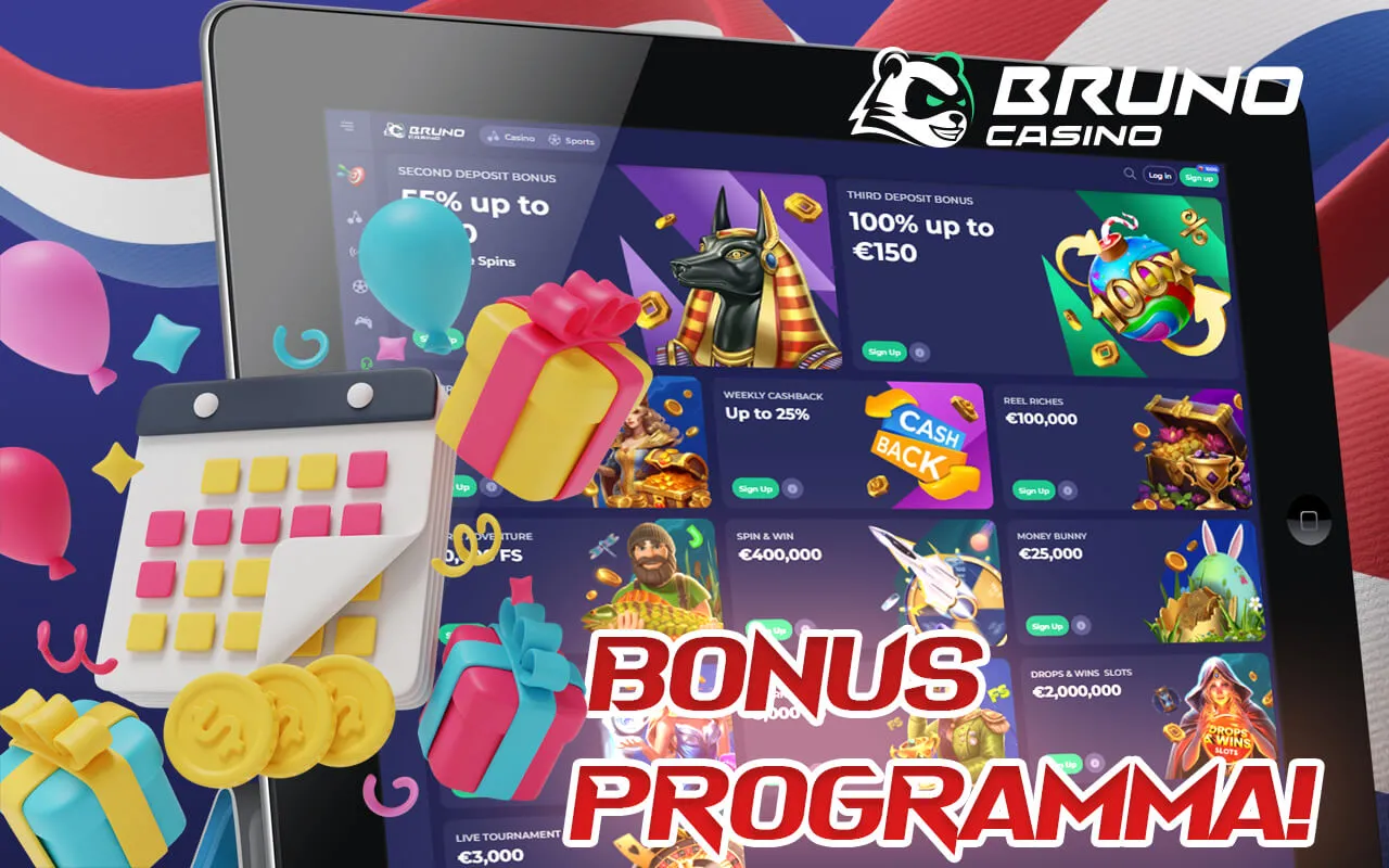 Bekijk het aantrekkelijke bonusprogramma van Bruno Casino NL
